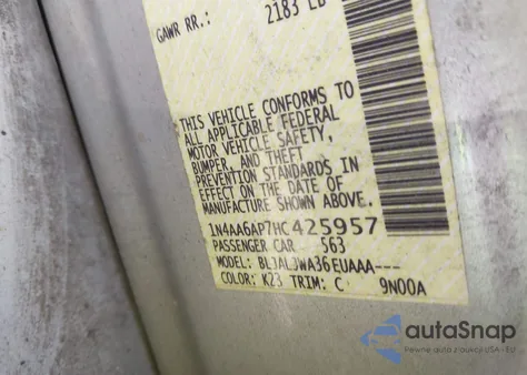 2017 Nissan Maxima 3.5 Sv из США, поврежденный, VIN 1N4AA6AP7HC425957